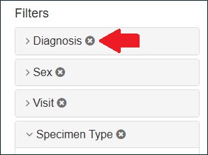 X mark to clear filter